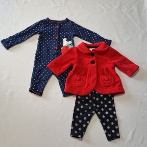 Matching Red Jacket & Pants Set / Newborn Onesie
